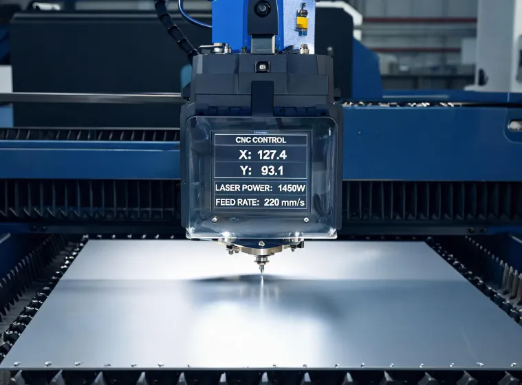 Fiber laser cutting head with CNC production data interface